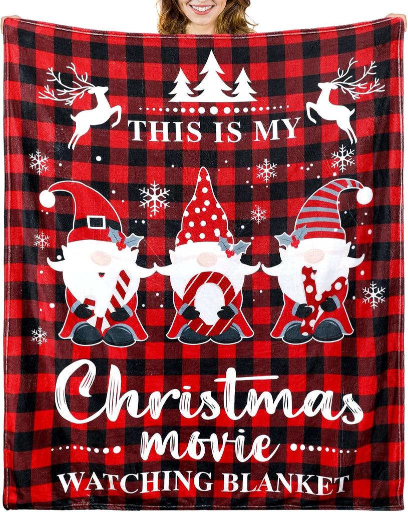 Christmas Movie Watching Blanket Holiday Hot Chocolate Design Gift for Her CozyHomeStyle70x100