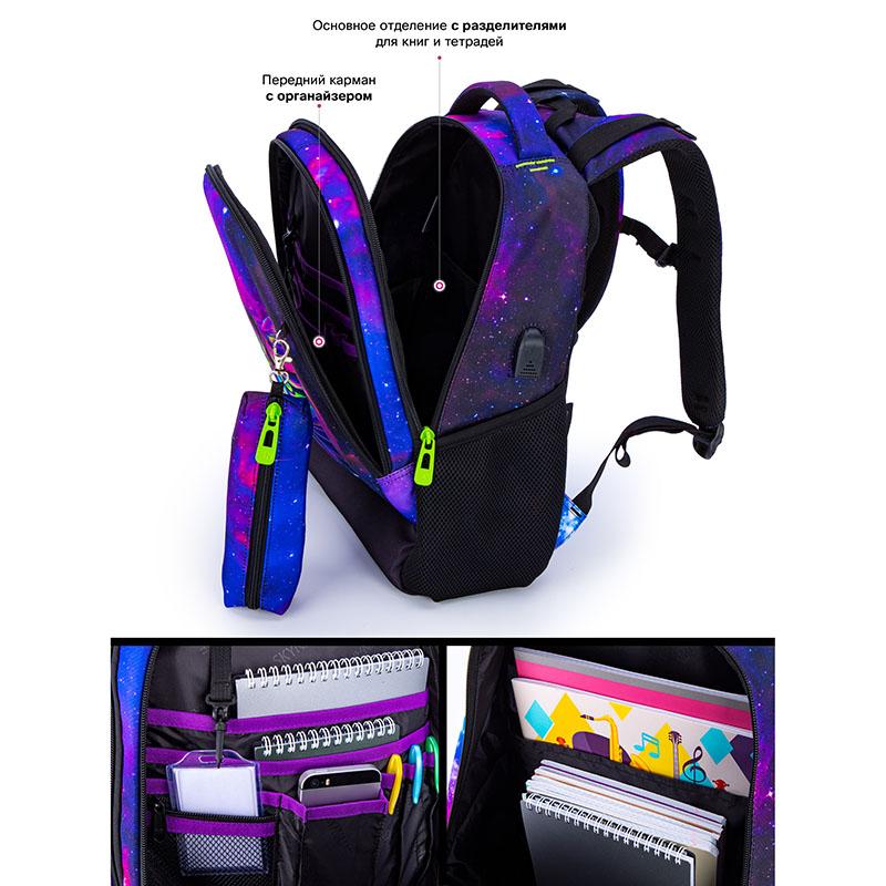 Dziecięca ortopedyczna tornister z portem ładowania USB Wielofunkcyjne plecaki Dziewczęce 3D Cat Animal Prints Kids Bookbag