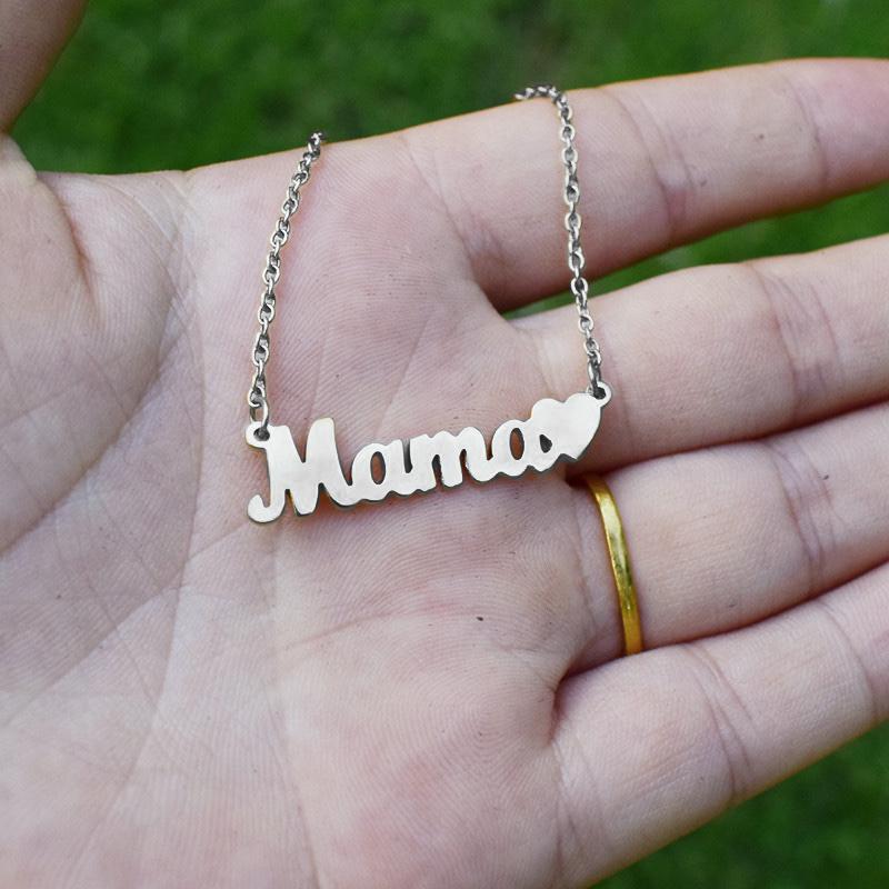 CARLIDANA Mother's Day Gift Hot Sale Letter MAMA Necklace for Mom Stainless Steel Gold Color Necklace Jewelry Women Anniversary