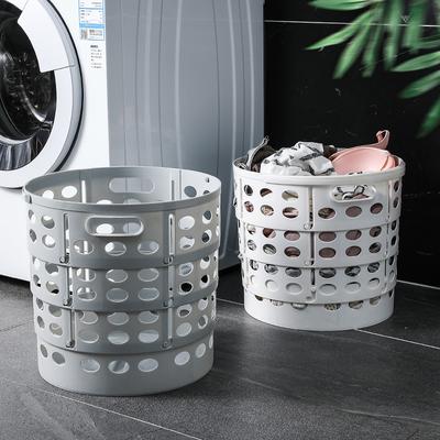 Telescopic Foldable Laundry Basket With Handle Bathroom Dirty Clothes Storage Box Rack Plastic Hollow Hamper Sundries Organizer