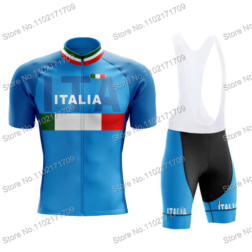 Set Maglia Ciclismo Classica Squadra Italia Uomo Donna Bandiera Italia Abbigliamento Ciclismo Bianco Verde Nero Maglia Bici da Strada Completo MTB Ropa
