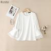 Women Casual Round Neck 3/4 Sleeve Loose Blouse