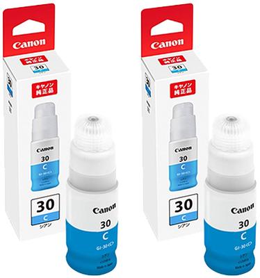 Genuine Canon Cyan Ink Bottles of Compatible with and GM2030 Printers GI-30C (Set 2) (3397C001) G6030, G5030,