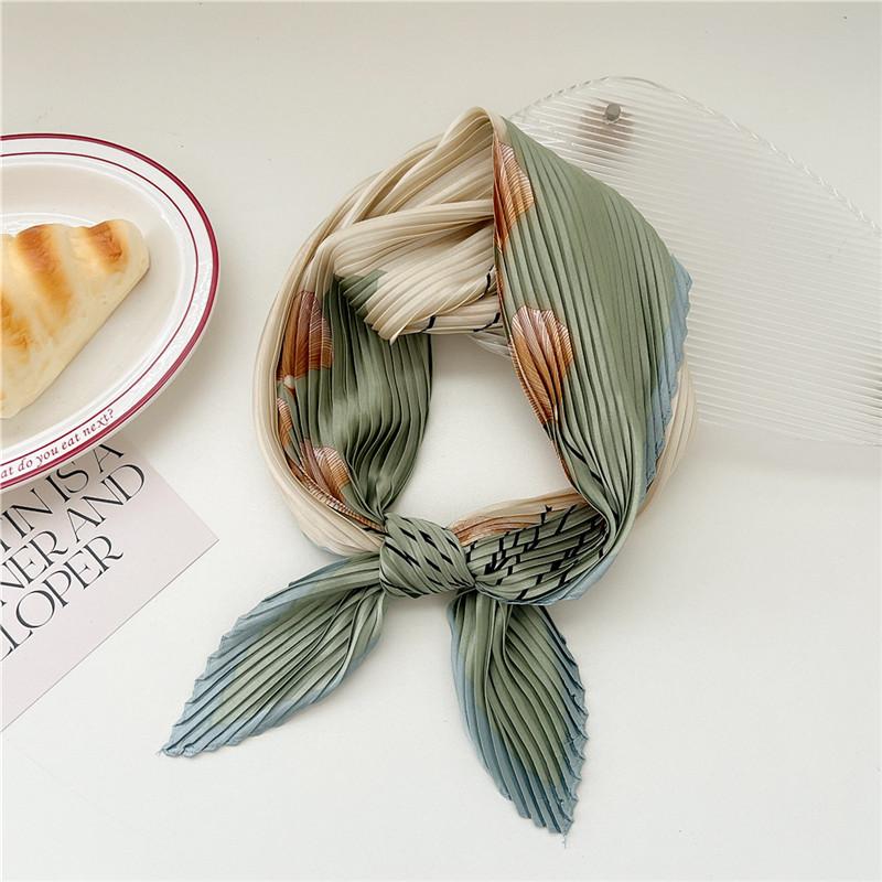 70cm Crumpled Scarf Kerchief Print Square Scarves Women DIY Hair Band Ribbon Headscarf Bandanas Headband Neck Wraps Neckerchief