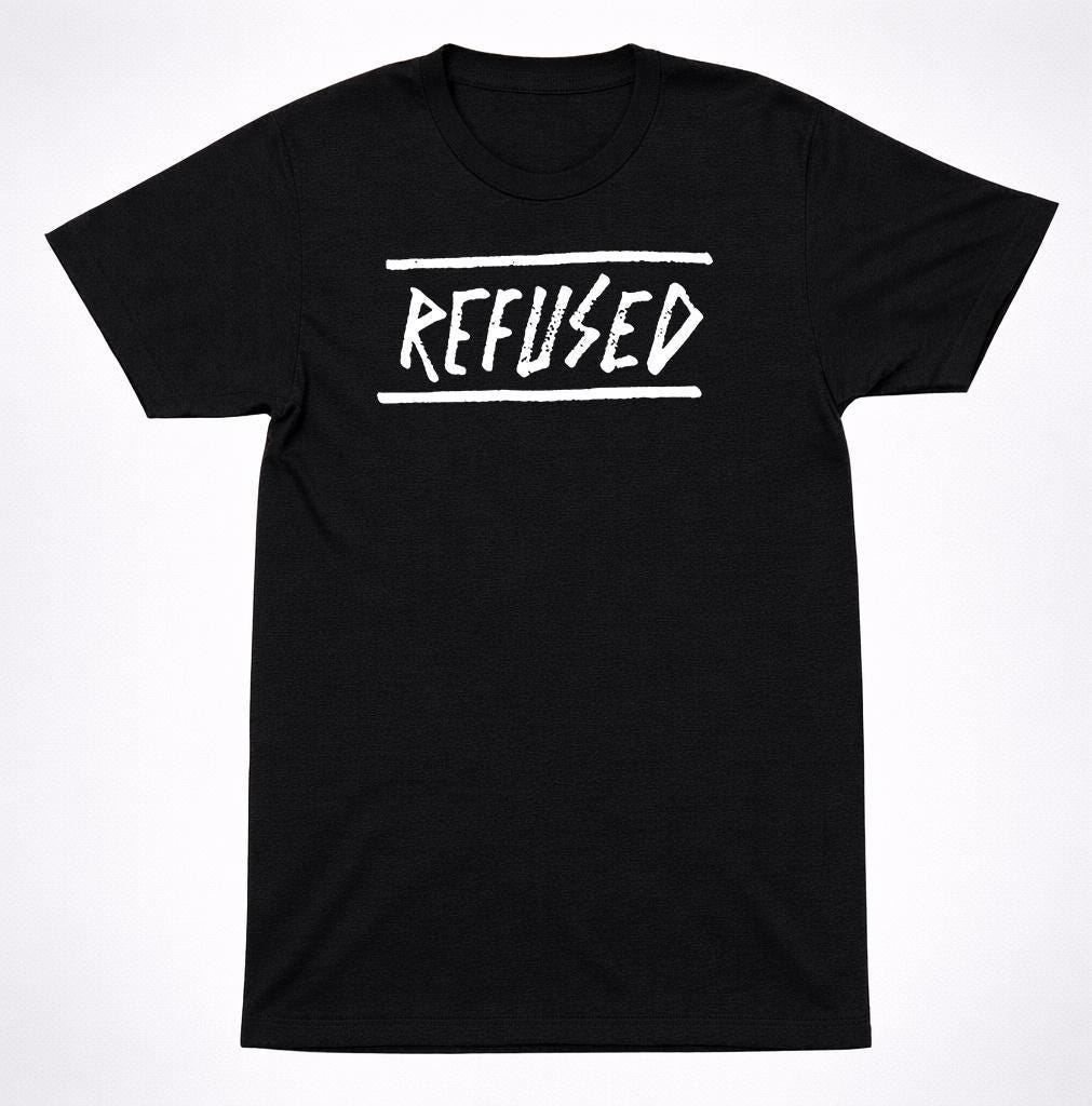 Refused Logo Schwarzes T-Shirt Klassisches Hardcore Punk Band Text Grafik T-Shirt