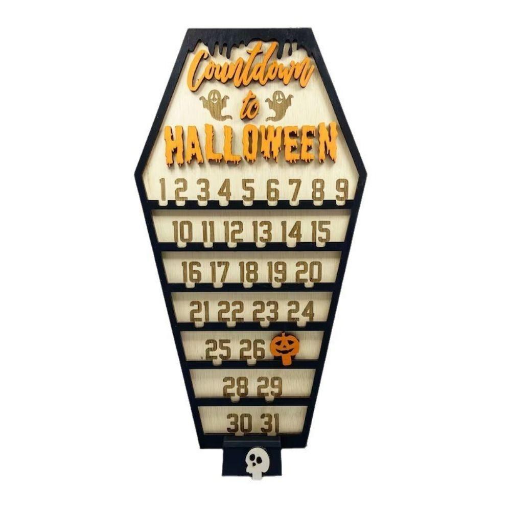 Rectangle Halloween Countdown Calendar Wooden Wooden  Calendar Ornaments  Haunted House