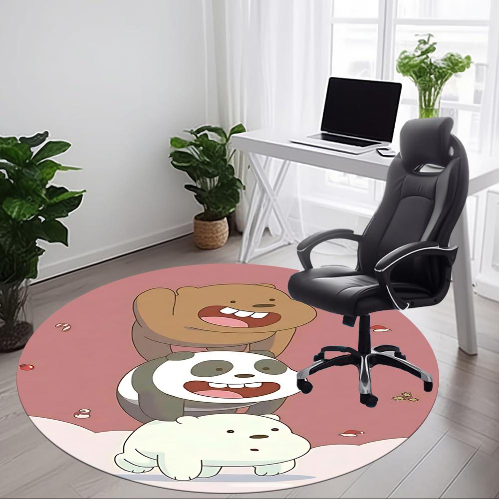 1pc We Bare Bears Friends Office Round Area Rug, Under Office Chairs Bedroom Living Room Home Decor, Room Decoa1022168