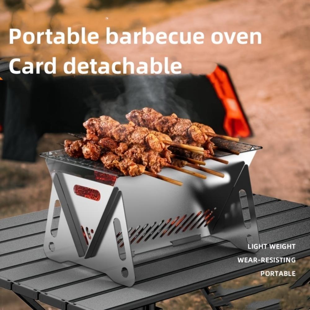 Experience the Ultimate Outdoor Grilling with Our Foldable Stainless Steel BBQ Grill - Perfect for Camping and Backpacking!