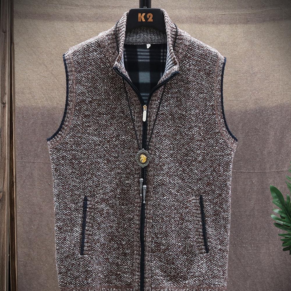 Sweater Cardigan Vest Men's Wear Fall and Winter Knitwear Warm Padded Thickened Jacket Zip Coat Harajuku