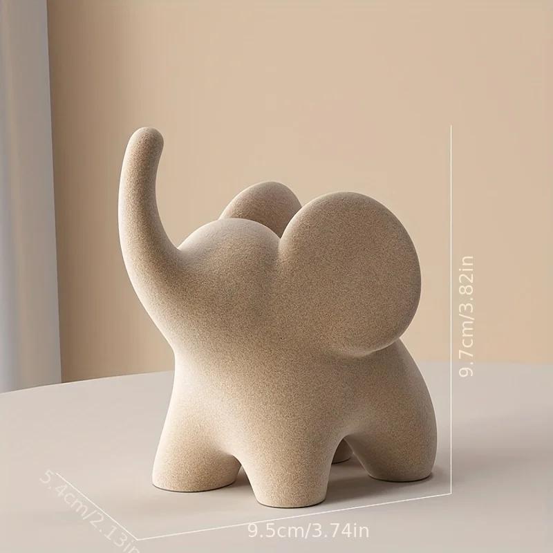 Очаровательная flocked-смоляная фигурка слона - Идеально подходит для декора гостиной, спальни и свадебных подарков