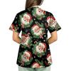 Plus SizePrinted Scrub Working Uniform Tops For Women's Cross V-Neck Print Short Sleeve Fun T-Shirts Workwear Tee With Pockets