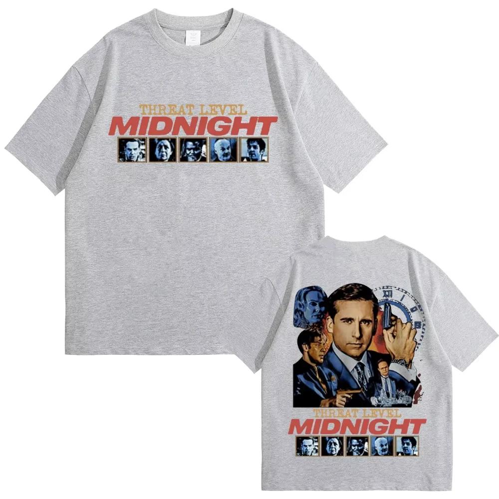 Threat Level Midnight Michael Scott Homage Graphic Print T-shirt Tv Series The Office Dwight Schrute Jim Halpert Men Women Loose Casual Oversized Top