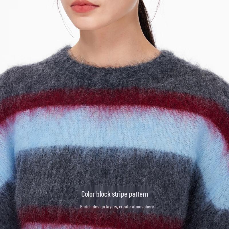 VEROMODA Women's Color-Block Striped Mohair Blend Sweater