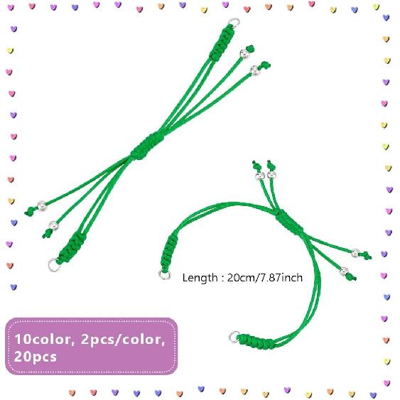 UNICRAFTALE 20Pcs Adjustable Nylon Braided Bracelets 10 Colors Bracelet Cord Nylon String with Beads Rope Bracelet 7.87Inch Twisted Cord Friendship