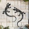2D Metal Gecko Silhouette 2pcs Flat Iron Wall Art Sculpture Outdoor Home Garden Decor