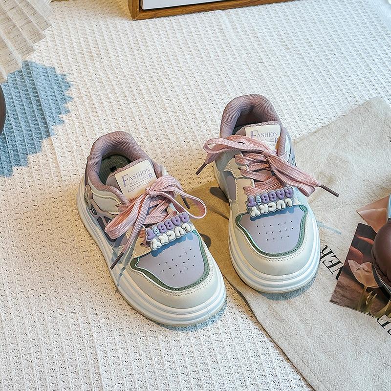 

Туфли для девочек 2025 новые детские весенне-осенние туфли модные интернет-знаменитости студенческие спортивные и повседневные туфли универсальные белые туфли 30 фиолетовый