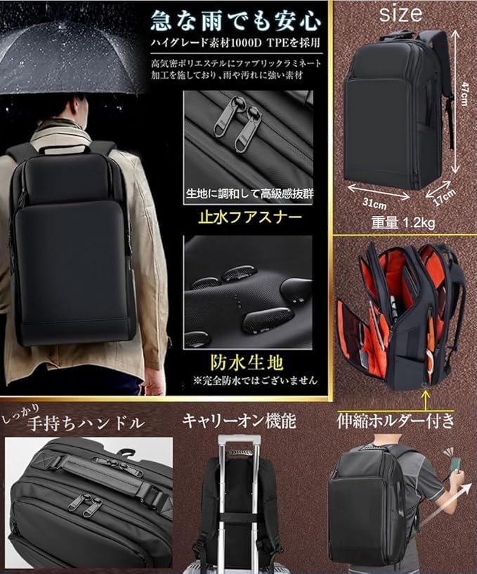 Zipper Thorough Backpack Business Backpack Rucksack Square Backpack Large Capacity Travel Backpack PC Backpack School Commuting Business Trip USB