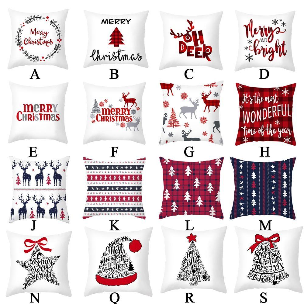 Tree For Home Decor Elk Merry Christmas Cushion Cover New Year Gifts Ornament Pillowcase