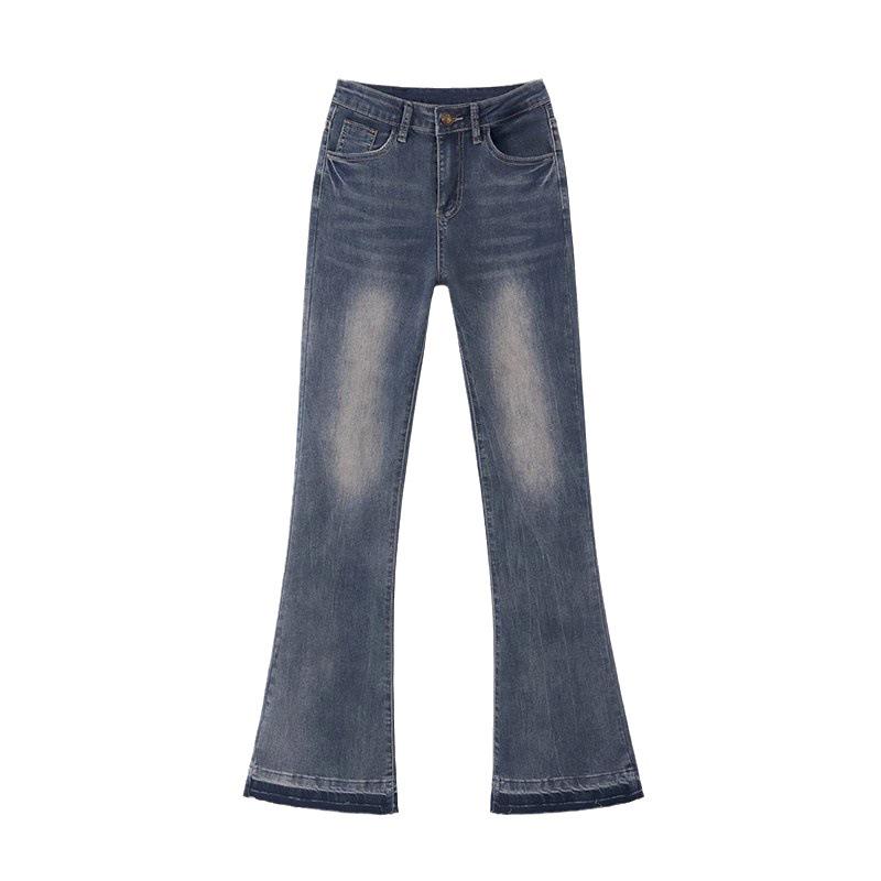 Retro Spicy Girl High-Waisted Micro-Flare Jeans - Women's Slimming Wide-Leg Pants for Spring & Autumn