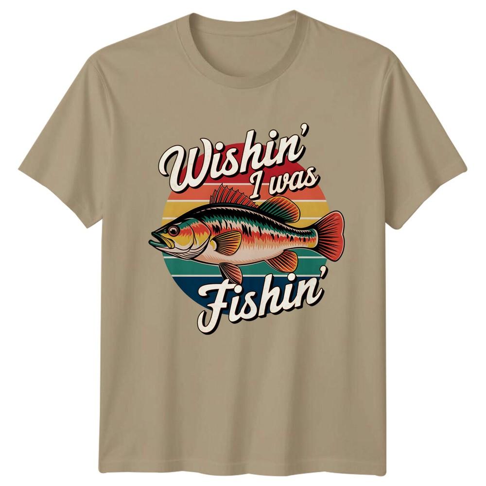 Wishin I Was Fishin Unisexs TShirt Fishing Hobbies Graphic Tee S