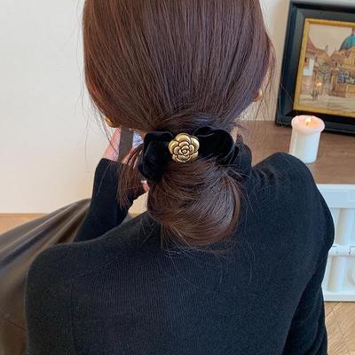 Korean Xiaoxiang Style Rose Hair Tie - Retro French Large Intestine Hair Rope and Accessories for Women