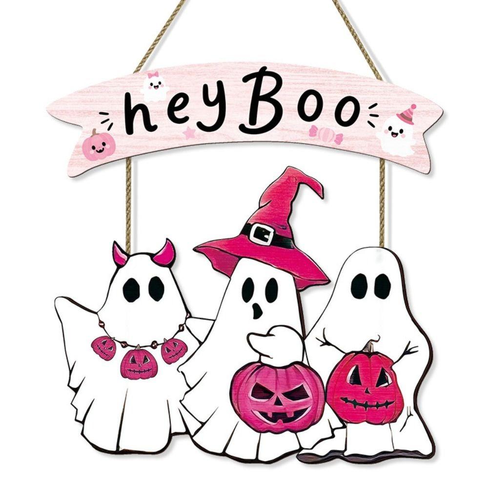 Hey Boo Halloween Wreath Ghost Door Sign Cute Halloween Decor  Home Office Decor