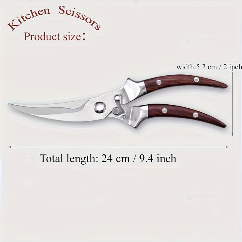 Heavy Duty Stainless Steel Kitchen Scissors Multipurpose Food Poultry Shears with Wooden Handle