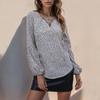 Clothing Fashion Casual Tops Shirts Fashionable Casual Temperament Strictly French Tops Leopard Print V-Neck Loose Tie-Dye Long Sleeve Vintage Shirt