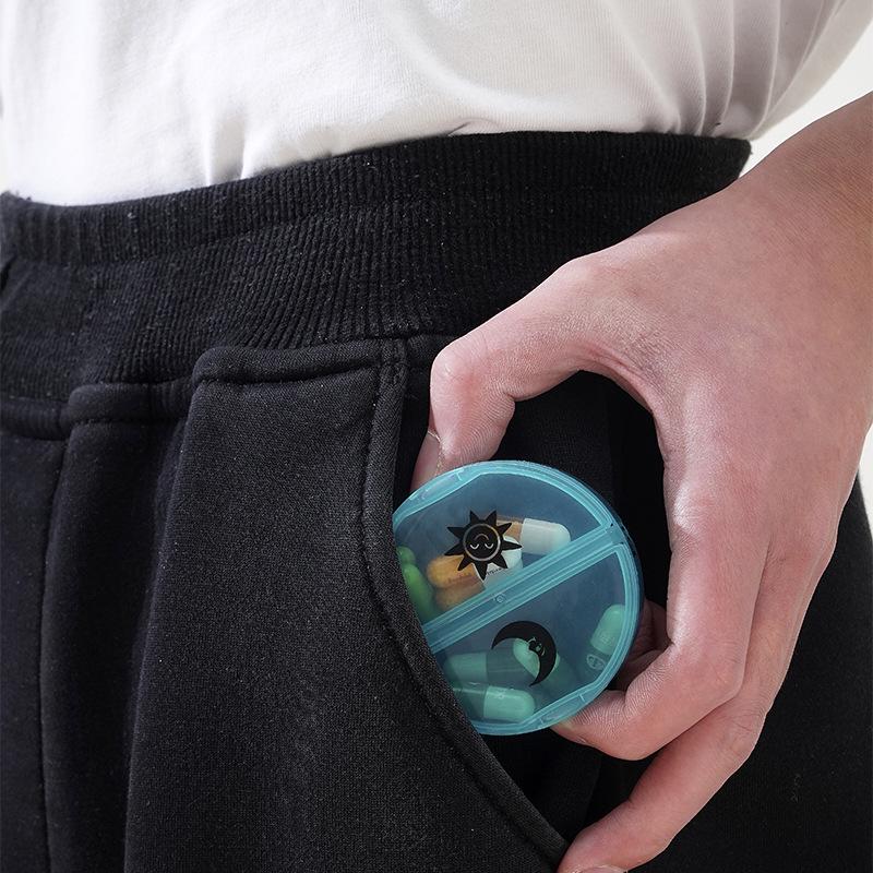 Portable Weekly Pill Box with Morning/Evening Sections - Seven Colors