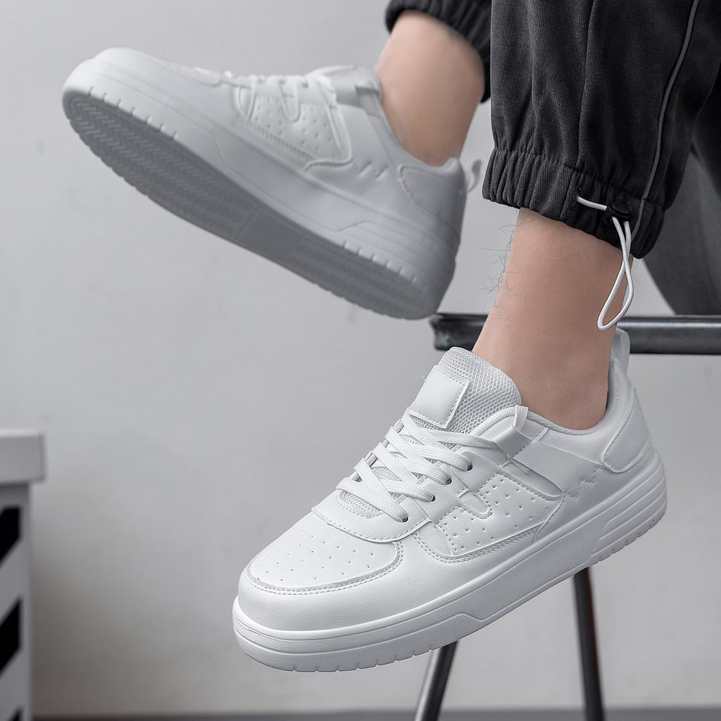 PU Leather Casual Sports Shoes Unisex Running Sneakers Fashion Board Shoes Walking Shoes Lightweight Non-slip