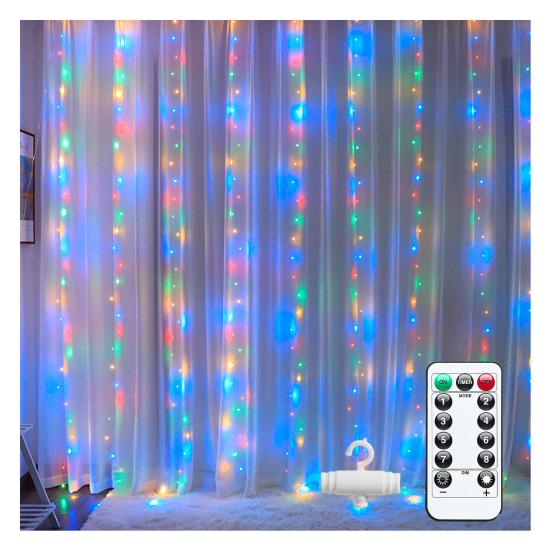 300 LED Fairy Curtain Lights 9.8ft x 9.8ft Window Wall Hanging String Light USB Powered Curtain Light for Bedroom Backdrop Wedding Party Indoor Decor