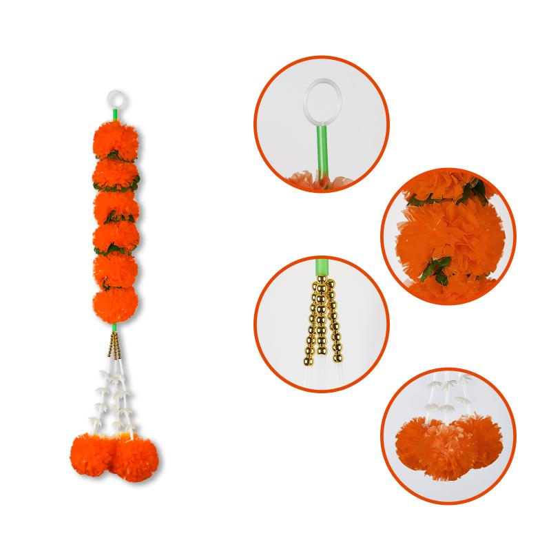 Marigold Flower Halloween Garland Mexican Day Of The Dead Party Decor Plastic Artificial Flowers Indian Diwali Festival Wreath