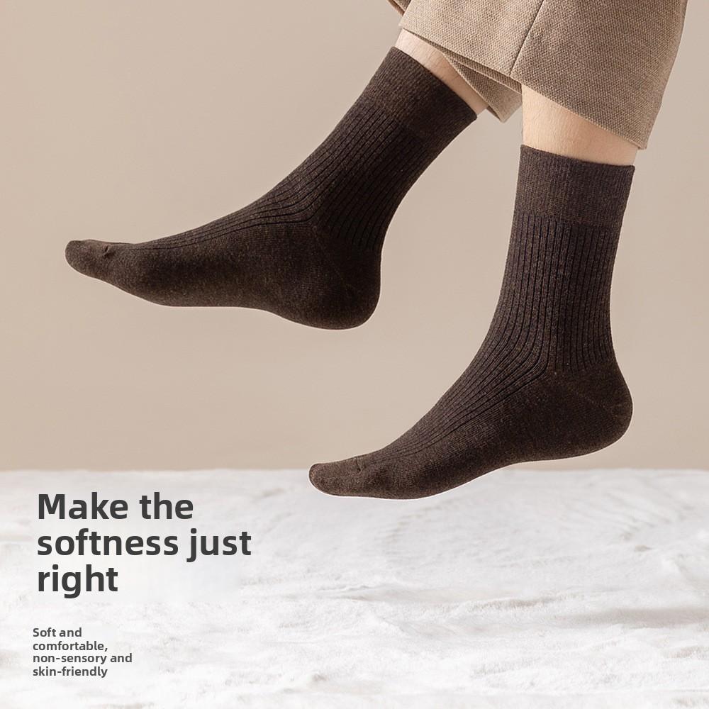 5 Pairs of Men Spring and Autumn New Anti Bacterial and Anti Odor Pure Cotton Midtube Boneless Socks