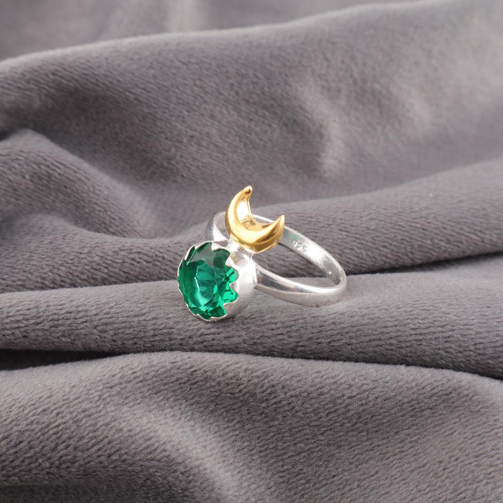 Grønn Smaragd Ring Edelsten Smykker, 925 Massivt Sterlingsølv Ring, Håndlagde Smykker Delikat Ring, Gave Til Henne