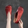 Johnature Retro Genuine Leather Flat Shoes Round Toe Soft Sole Casual Solid Color Women's Slip-on Shoes