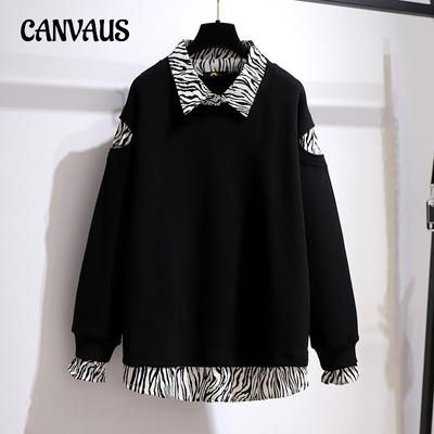 Frühling und Herbst Damen Sweatshirt Bluse Plus Größe Mode Lose Langarm Top
