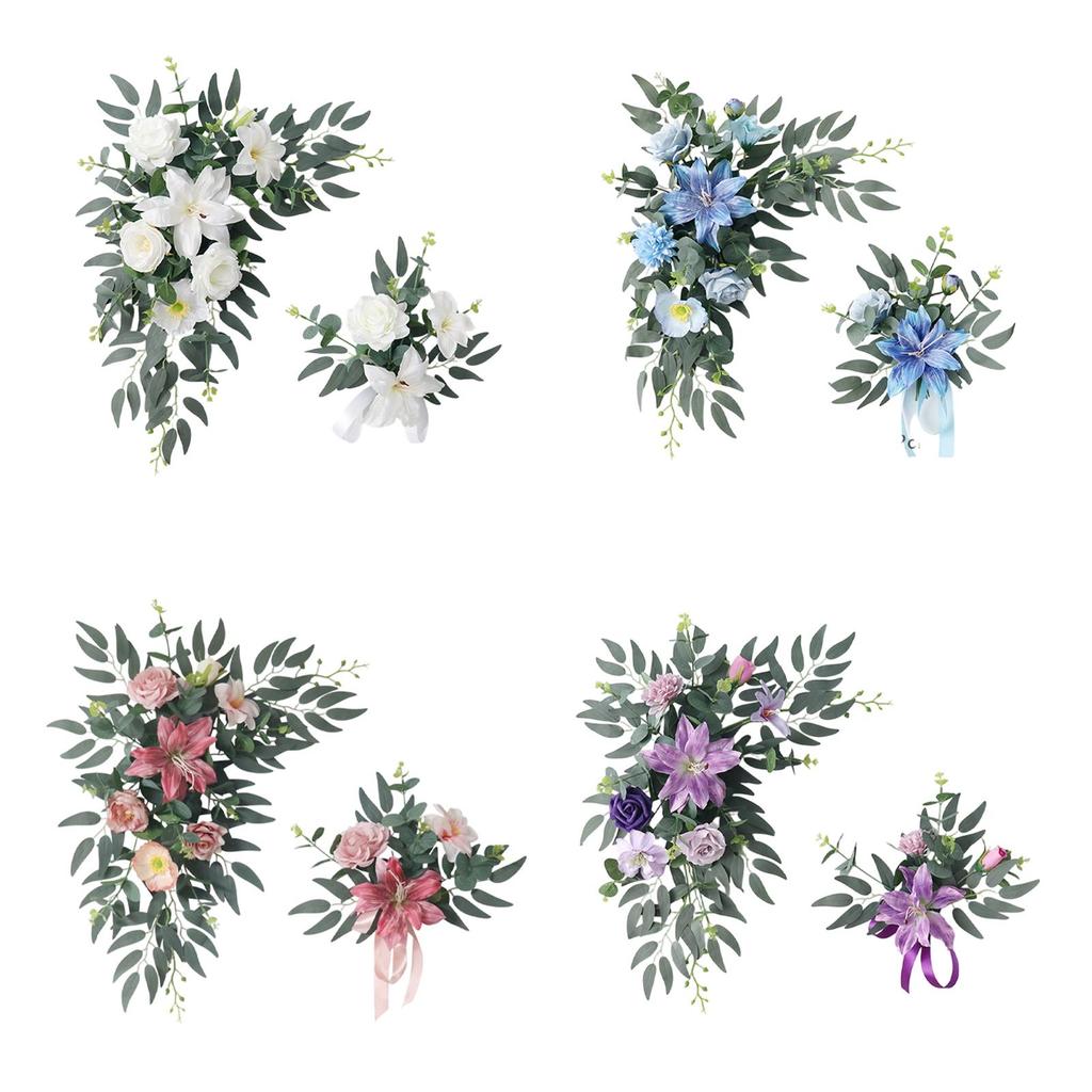 Elegant Silk Wedding Arch Flowers Artificial Floral Swags Decorative Flower Wreath Garland Arrangement for Party Venue Decor