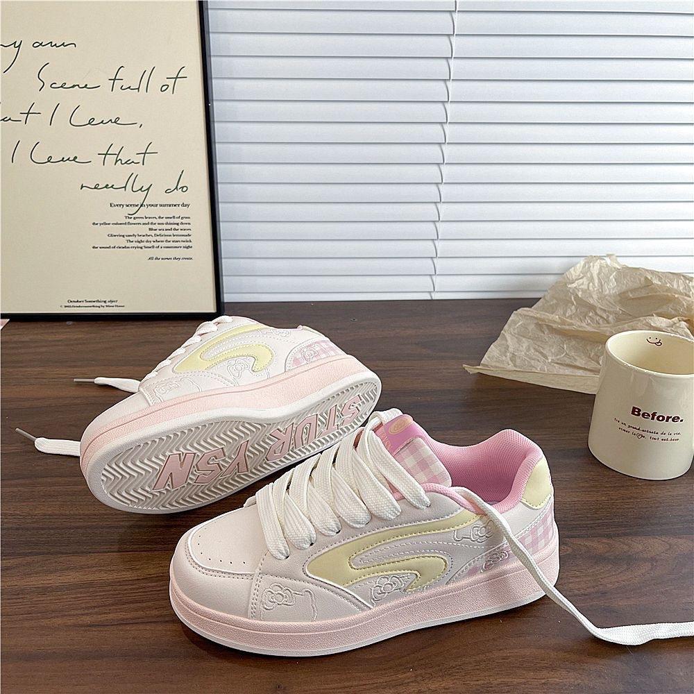 Board shoes versatile casual little white shoes fashion girl heart female ins tide 2025 spring new black and pink bread shoes