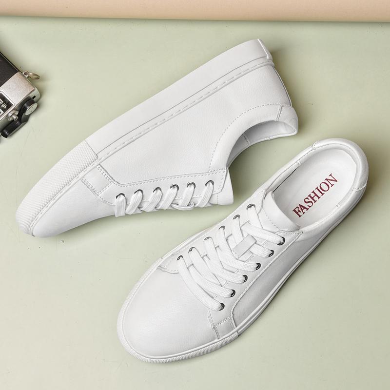 Fashion Genuine Leather Mens Casual Sneakers New Fashion Lace-up Shoes Comfort Sports Outdoor Footwear Leisure Walk Man Vulcanized Shoes