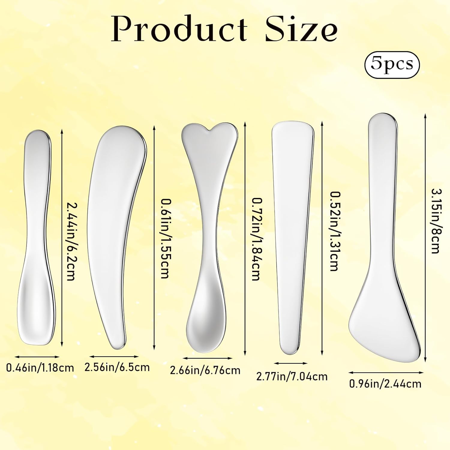 Stainless Steel Cosmetic Spoon 5 Pcs Mini Metal Makeup Spatula Multi Functional Beauty Spatula Reusable Mask Facial Applicator Scoop Skincare Tools