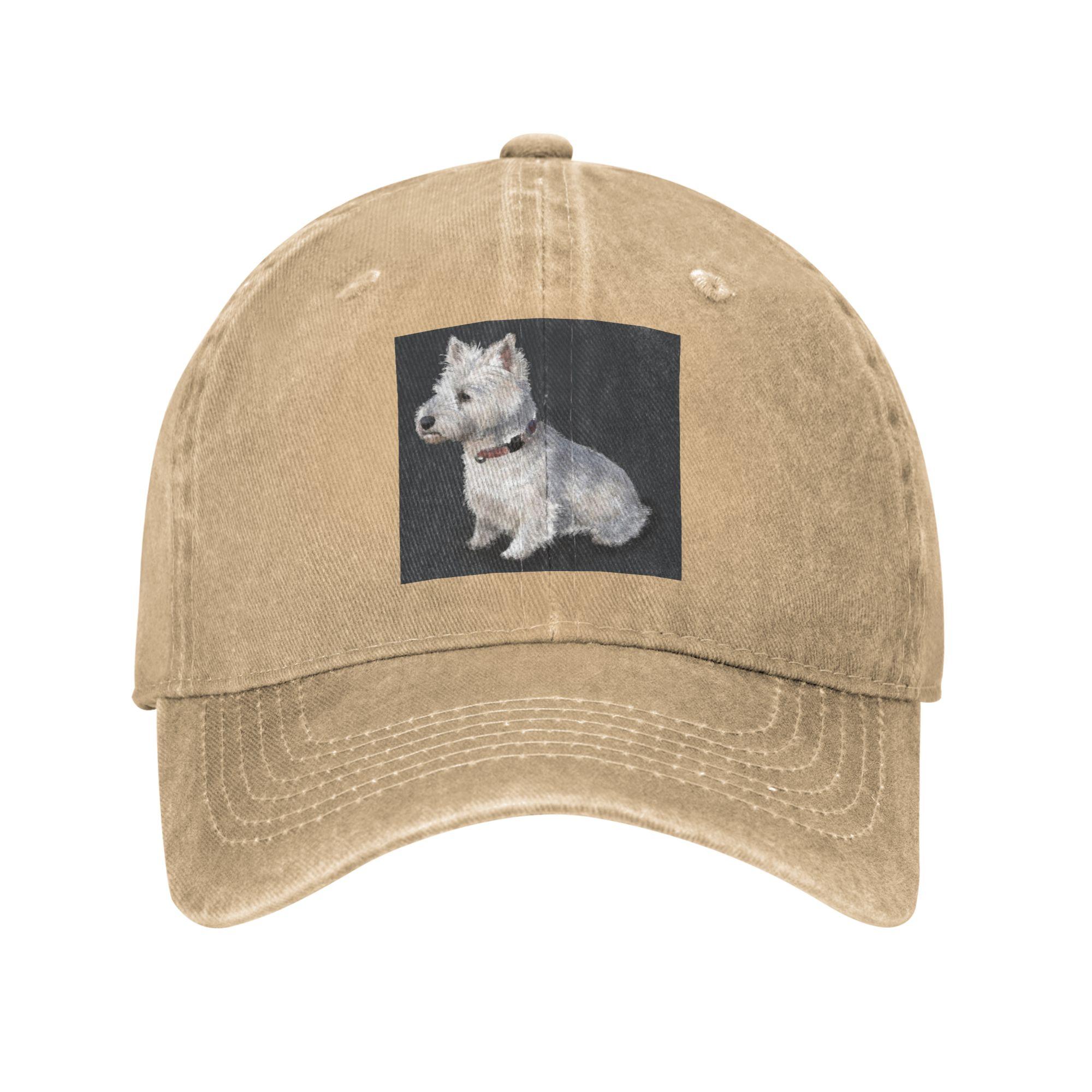 

The West Highland Terrier Washed Denim Cap Casual Baseball Caps Adjustable Hat Summer Unisex Baseball Hats One Size