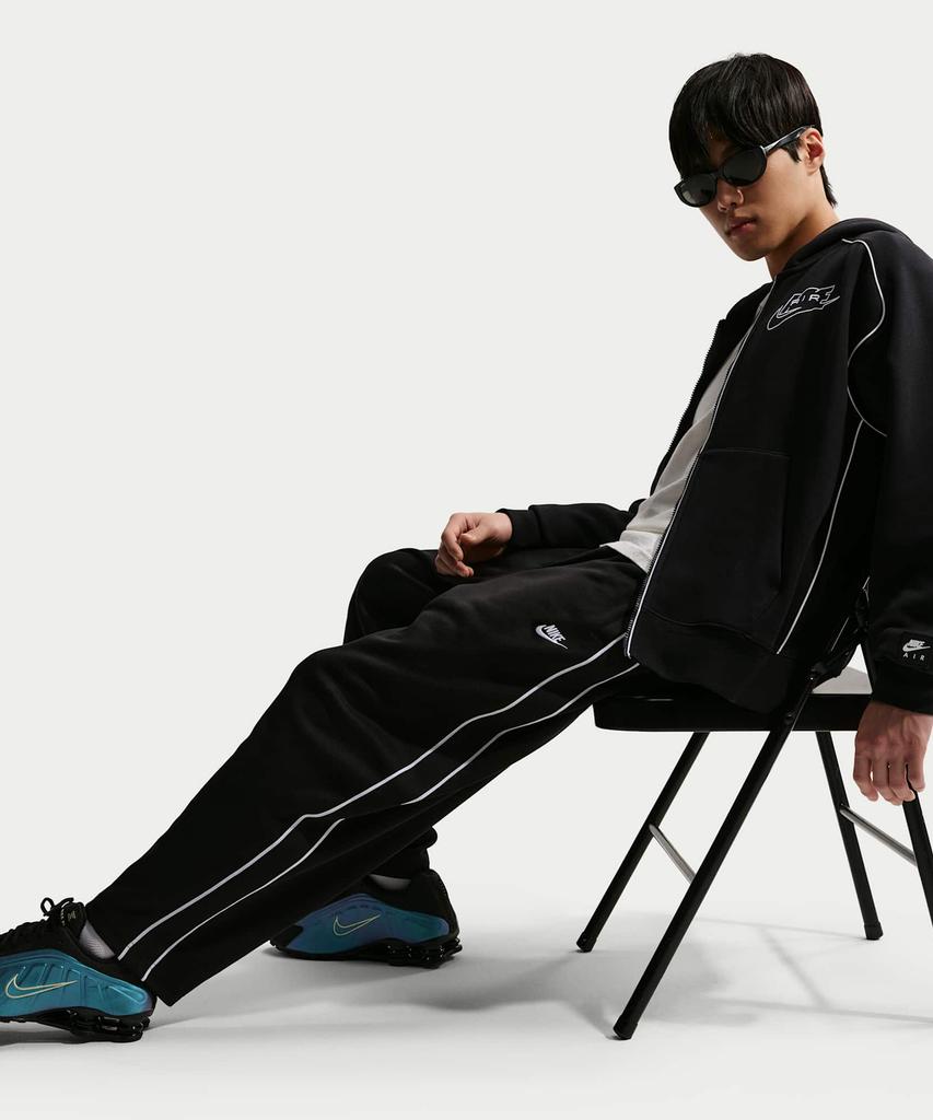 NIKE Sportswear Club Oversized Knit Track Pants M - Black:White:Black:White / Hv1416-010