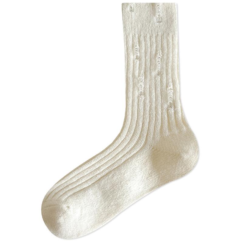 Season Socks Hole Stacking Socks Trendy Outer Wear Personalized Retro Fleece Thickened Warm Australian Fleece Medium Tube Socks