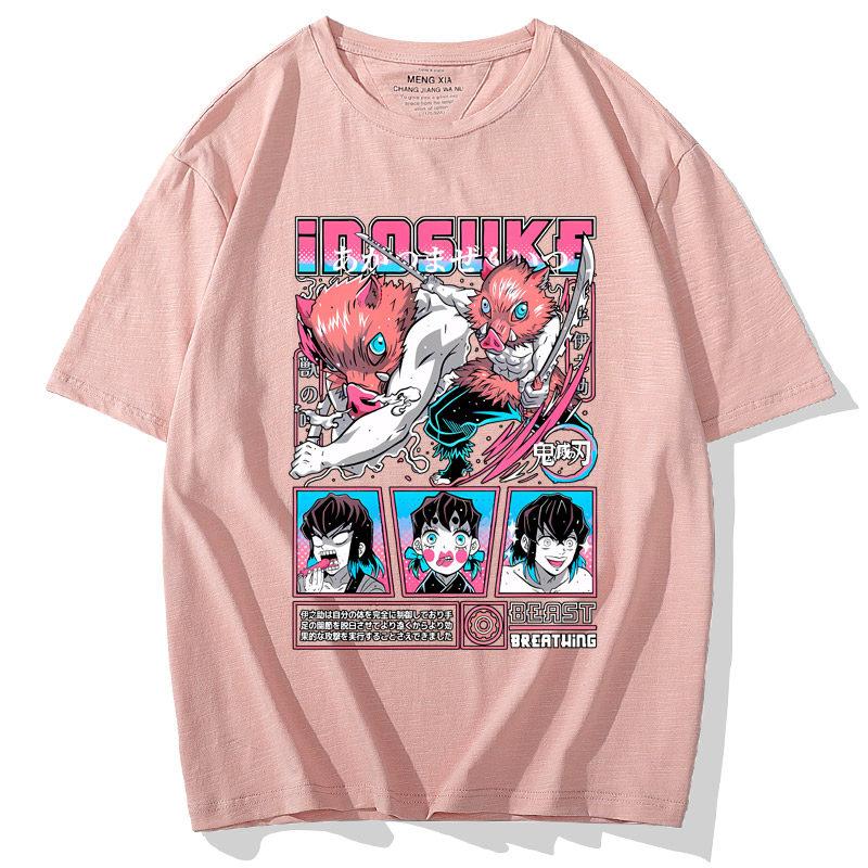 

ZX Ghost Slayer Blade Tshirt Mouth Pingyi Zhizhu Short sleeved Tshirt Men and Women Pig Rush into Transformation Dress Anime 3XL