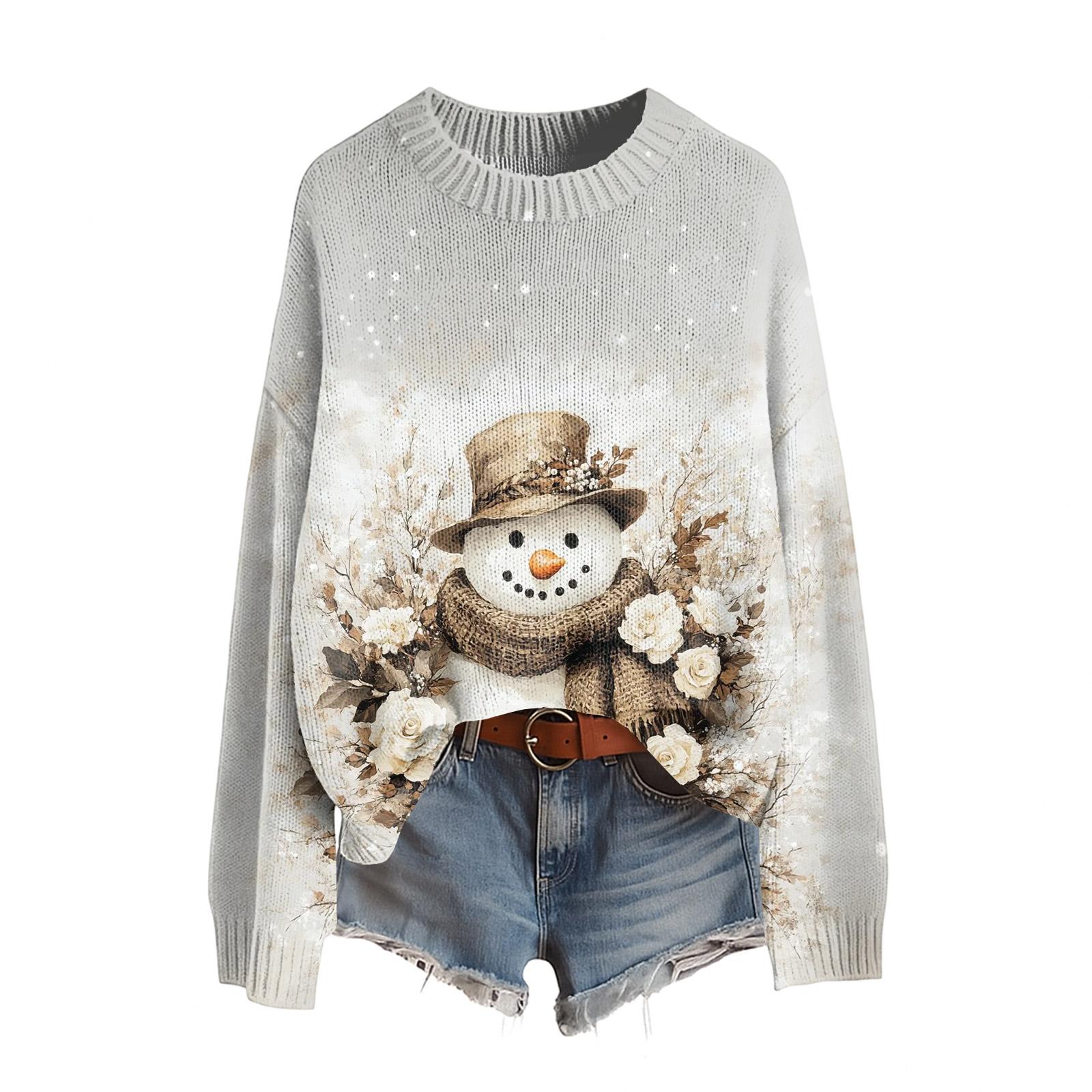 Женский смешной женский рождественский свитер с круглым вырезом рождественский джемпер рождественский наряд уродливый свитшот рождественский костюм XL белый 2600₽