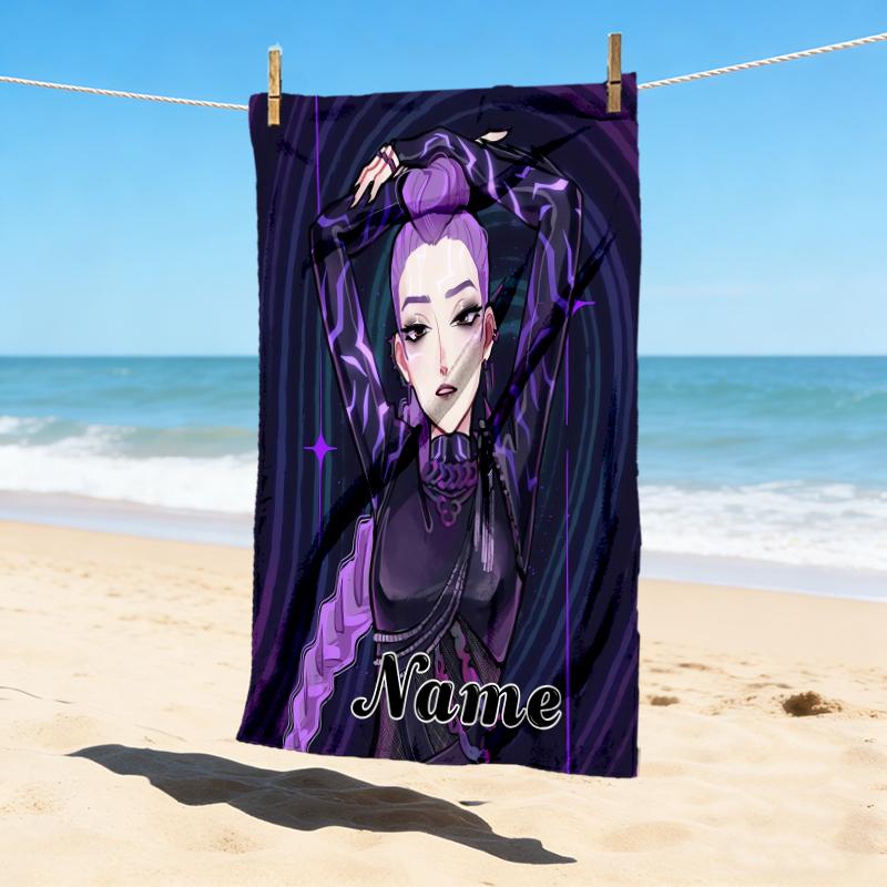 Custom Name Dark Warrior Stylish Digital Printing Beach Towel Quick‑Drying Absorbent Blanket for Beach Pool Gym Travel