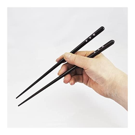 Ishida Dishwasher Safe Chopsticks Set with Silicone Chopstick Rest, "Dakko Neko" (Hugging Cat) Design, 23cm, White Cat, Natural Wood / Acrylic