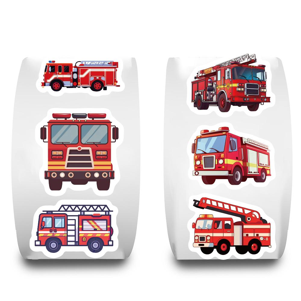 500PCS Fire Truck Roll Stickers Graffiti Cartoon Art Gift Scrapbooking Living Room Phone Community Skateboard Nostalgia Sticker