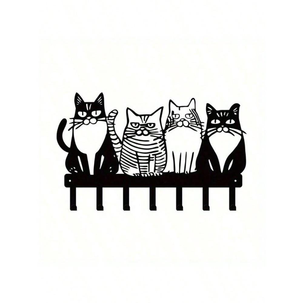 Colgador de Llaves Metálico de Gato Vintage Estante Colgador de Pared para Entrada Cocina Almacenamiento