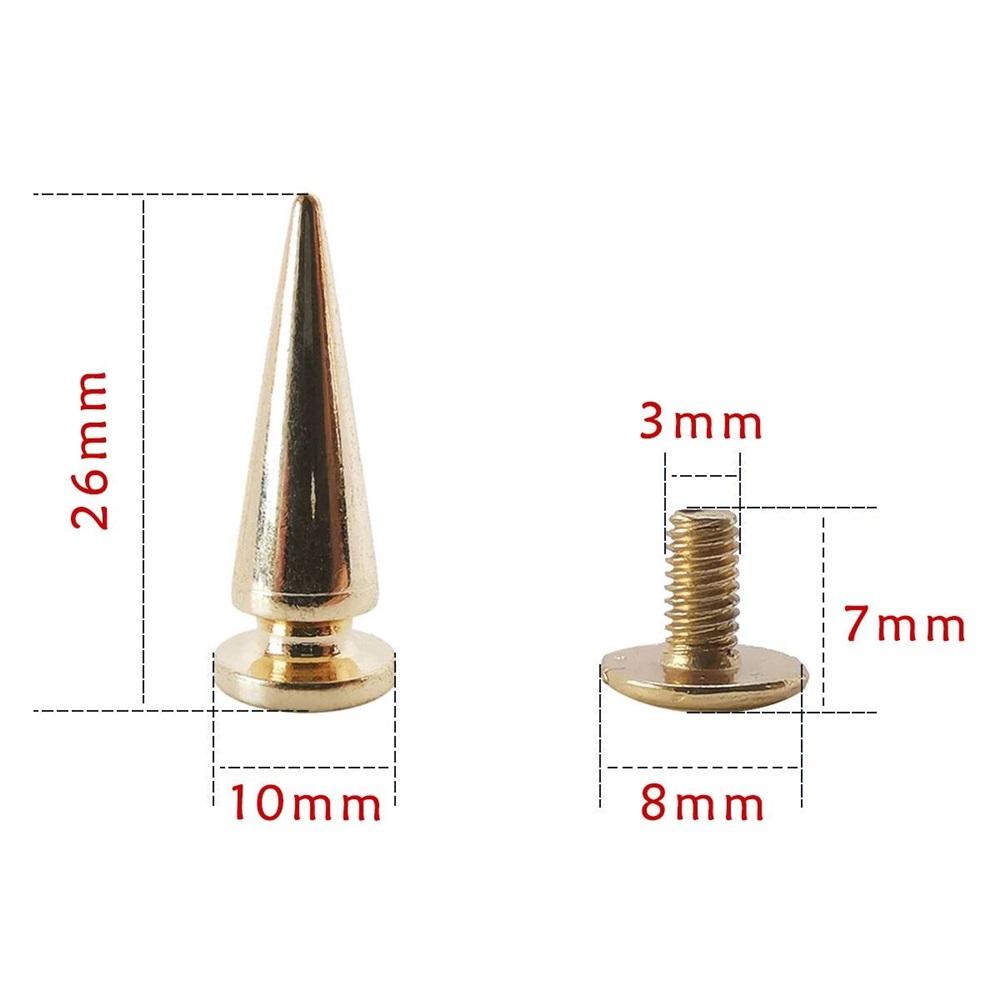 10 Sets Copper Bullet Rivets With Metal Screws – 10x26/29mm For Leather Crafts, Bags, Jeans, Canvas – 5 Colors (Green/Red/Bronze/Gold/Silver)